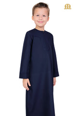 Navy Blue Aplos Omani Thobe for Kids - Mashroo