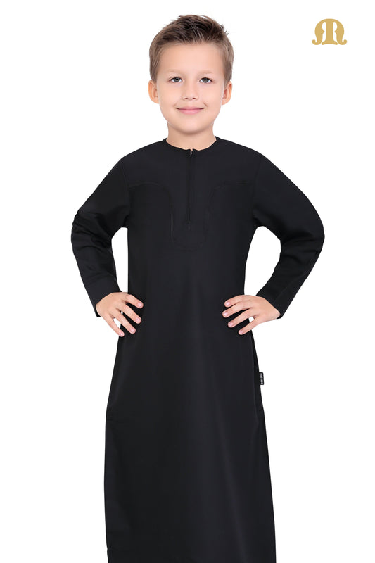 Black Aplos Omani Thobe for Kids - Mashroo