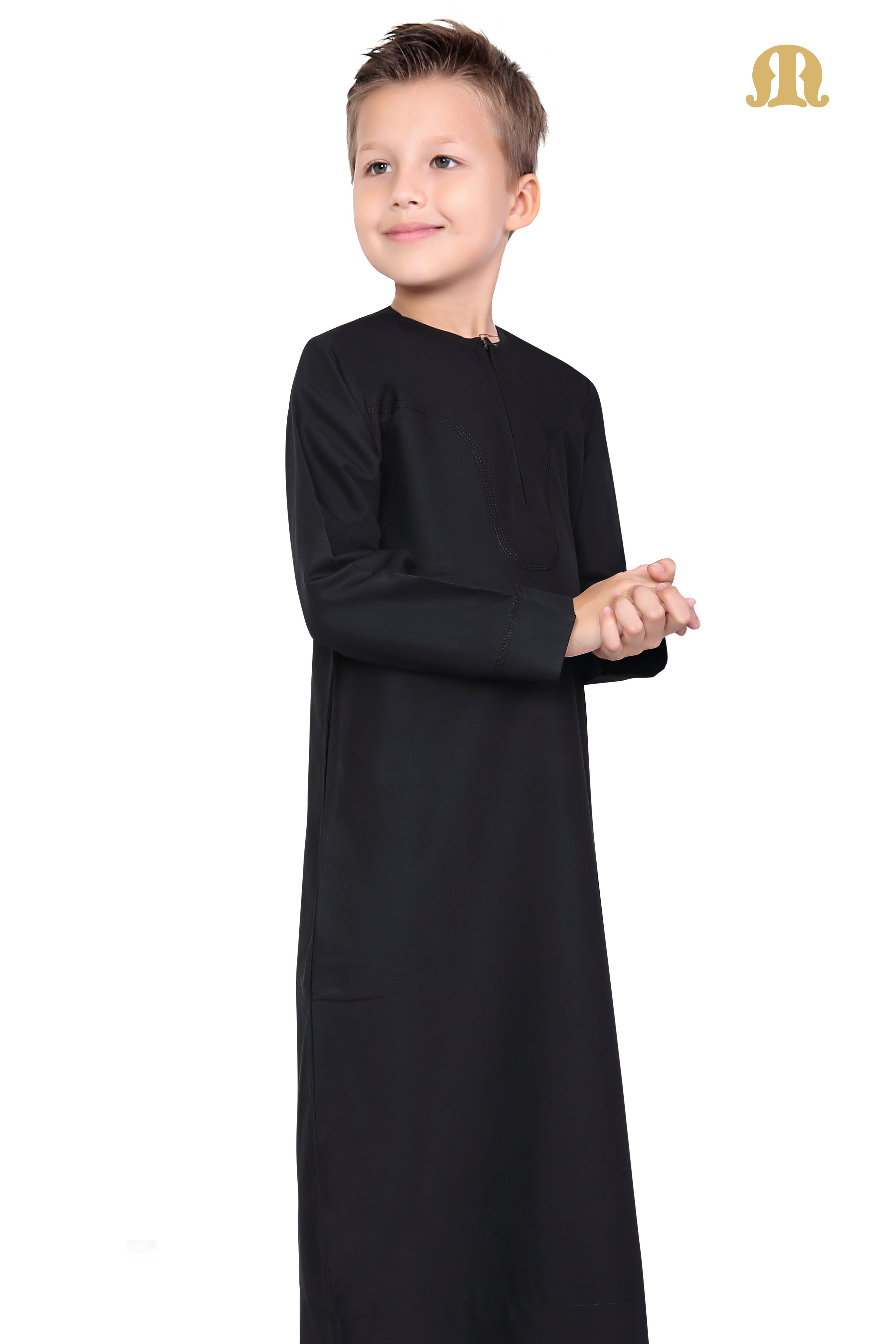 Black Aplos Omani Thobe for Kids