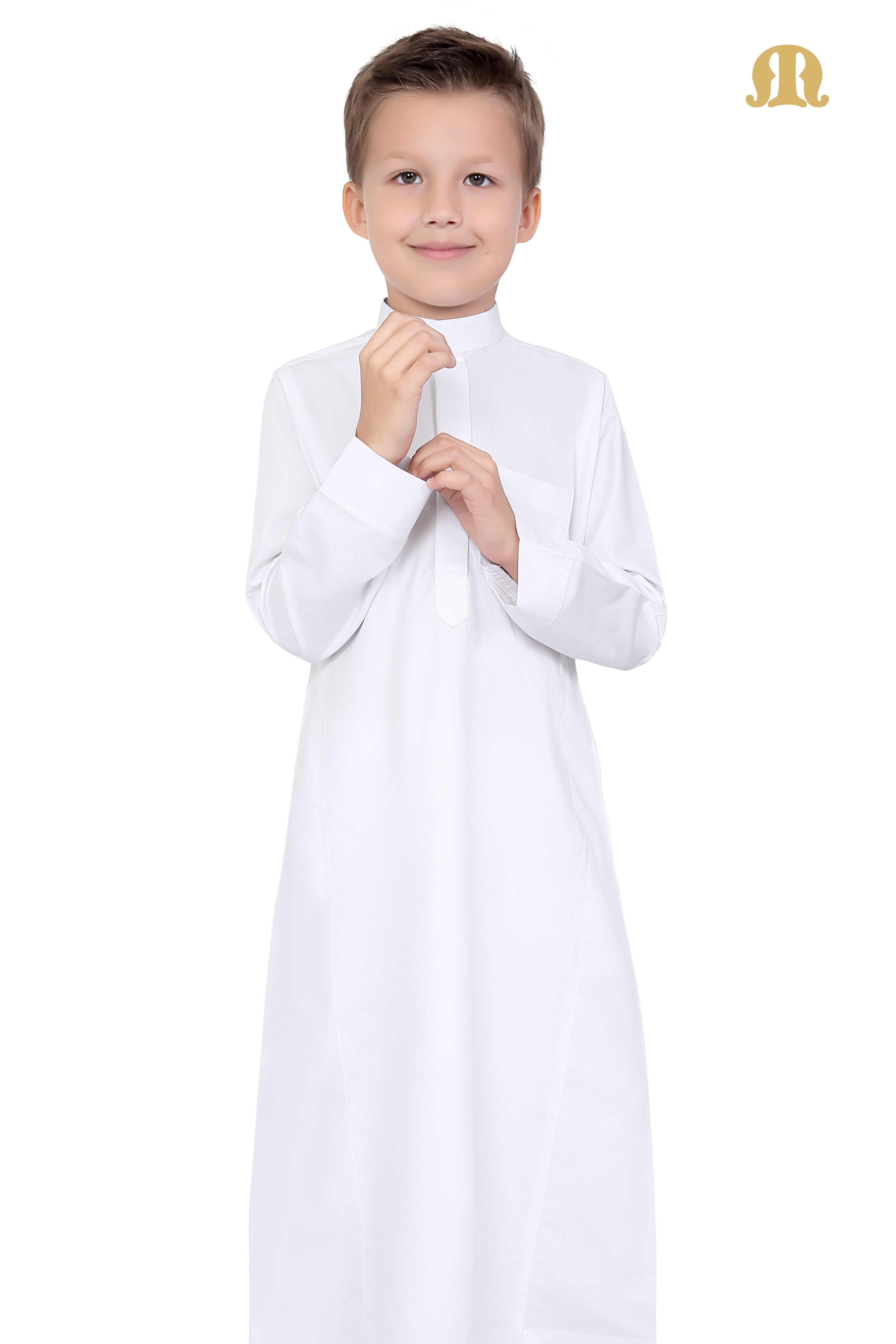 White Aplos Saudi Thobe for Boys