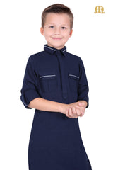 Navy Blue Riwaya Pathani Suit for Boys - Mashroo