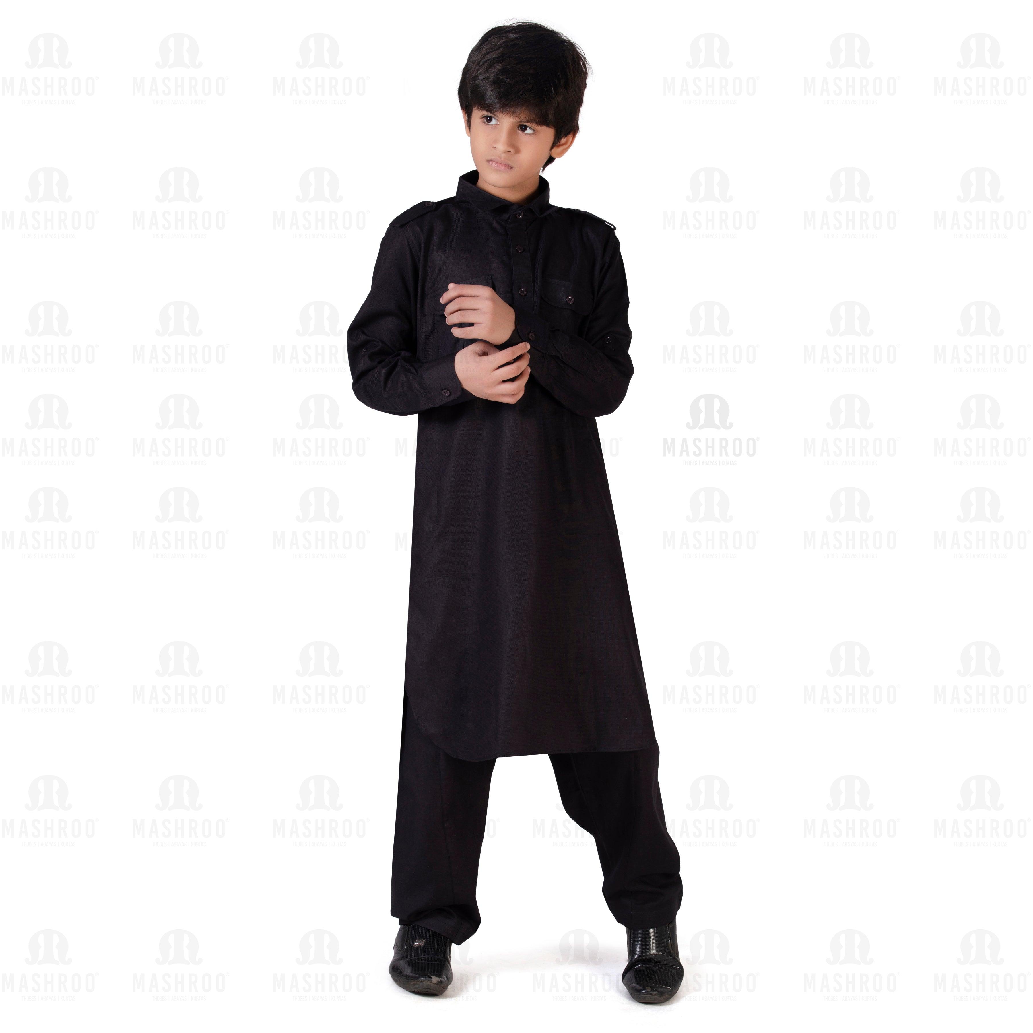 Black Pathani Suit for Boys - Mashroo