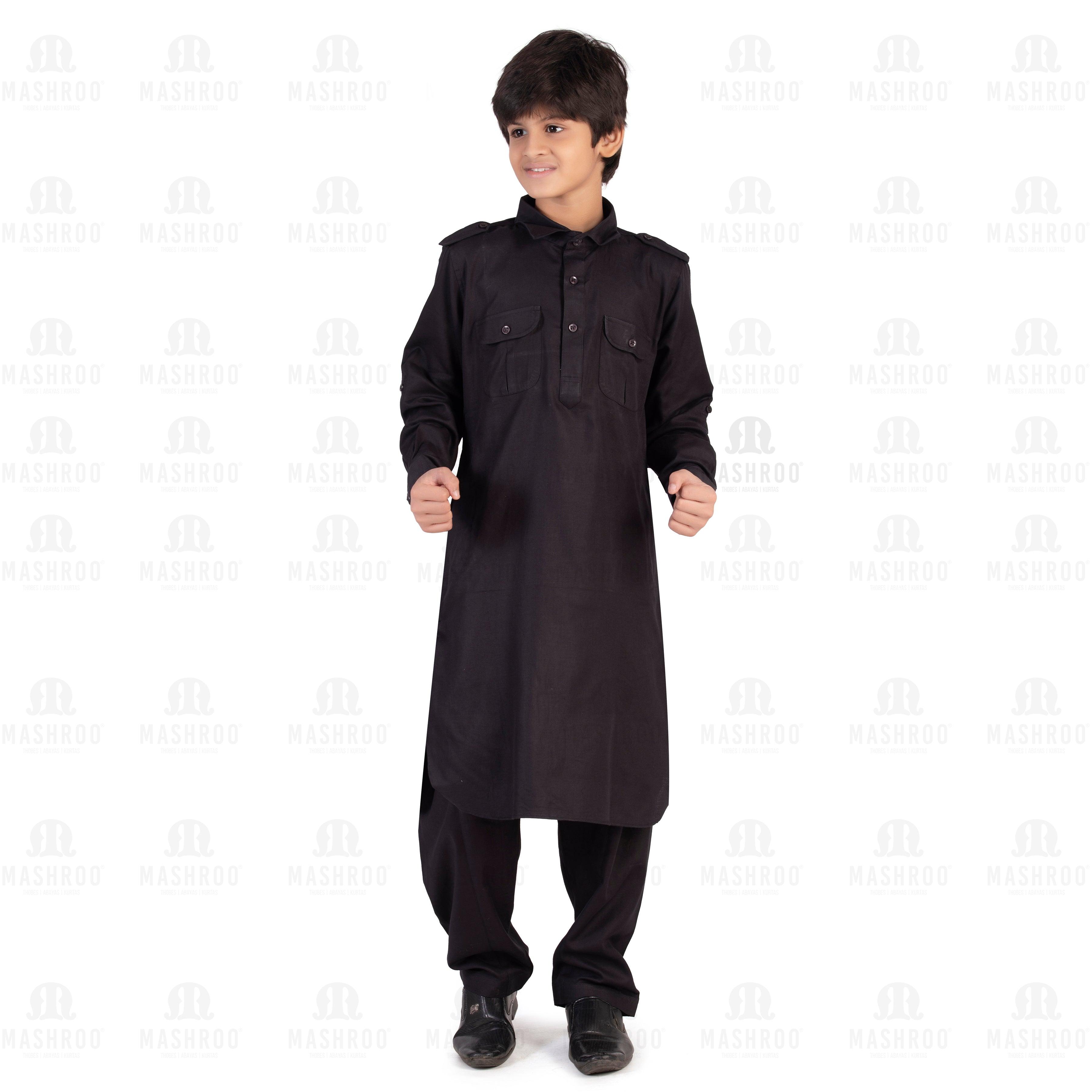 Black Pathani Suit for Boys - Mashroo