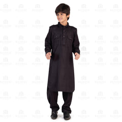 Black Pathani Suit for Boys