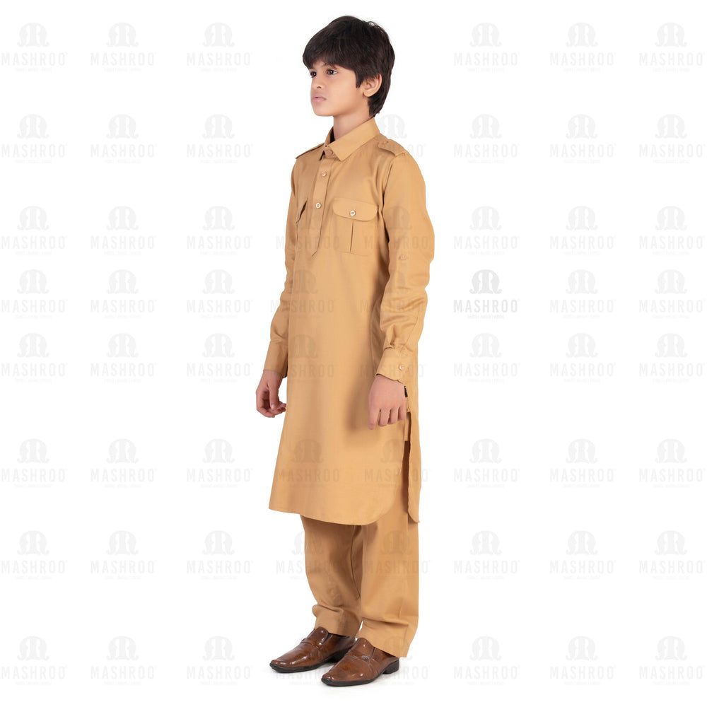 Gold Pathani Suit for Boys - Mashroo