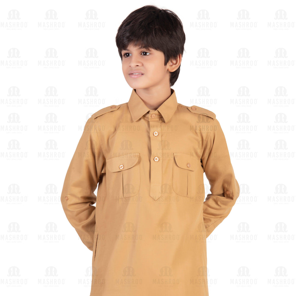 Gold Pathani Suit for Boys - Mashroo