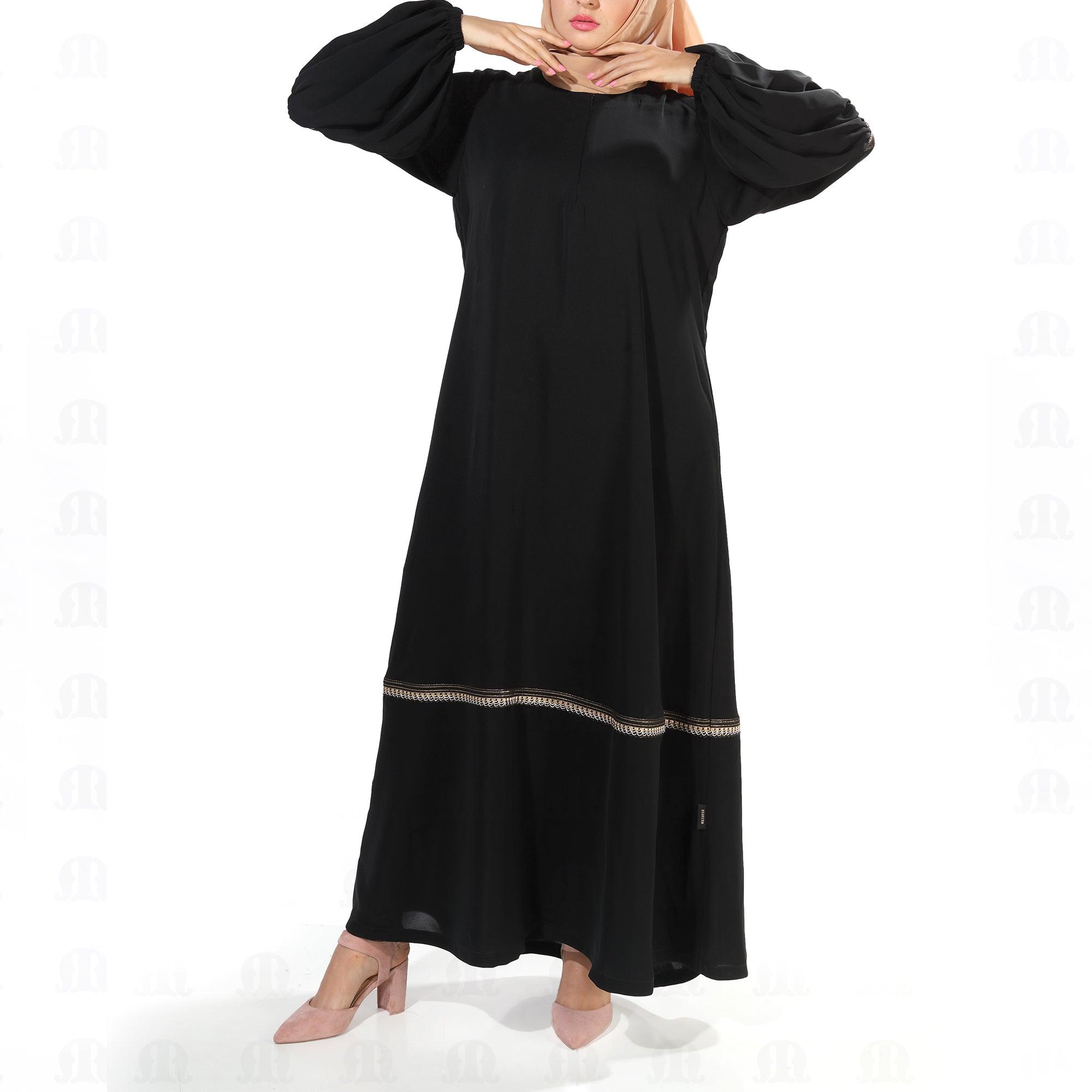 Black Dantella Abaya for Women - Mashroo