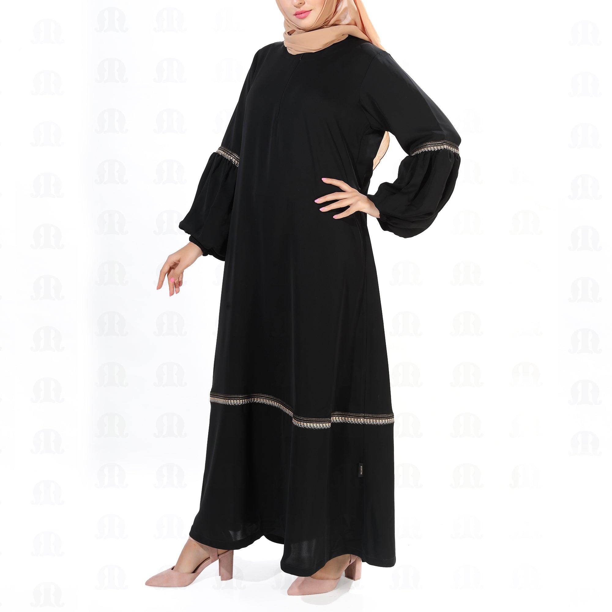 Black Dantella Abaya for Women - Mashroo