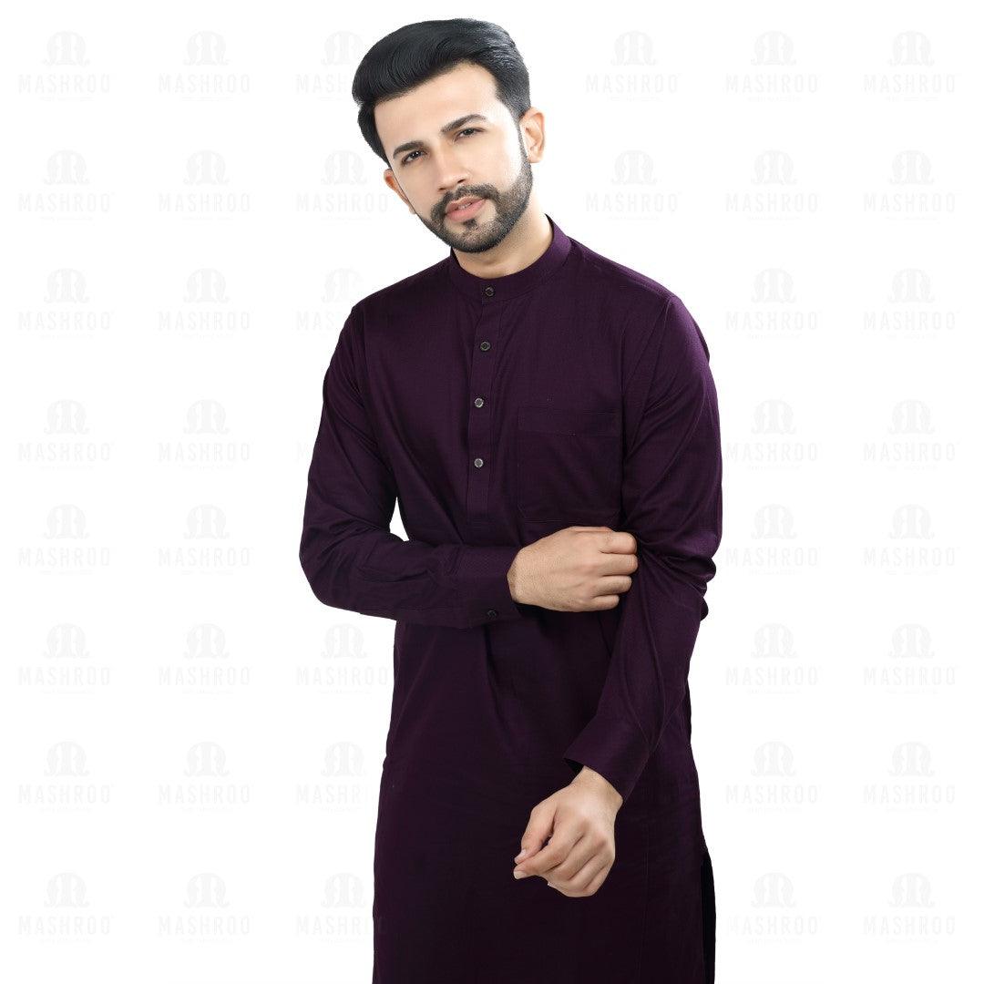 Purple Kali Kurta Set For Men - Mashroo