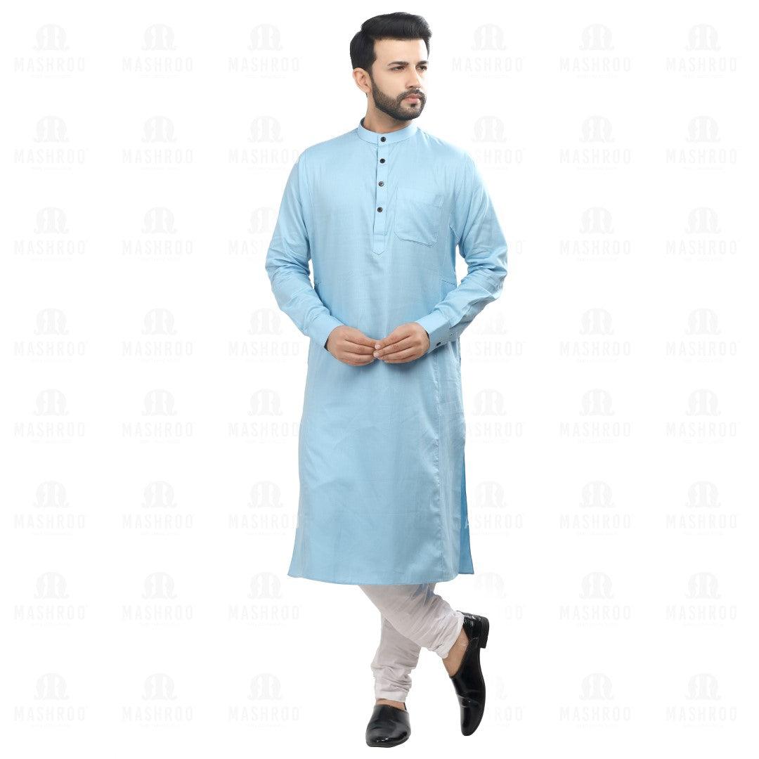 Sky Blue Kali Kurta for Men - Mashroo