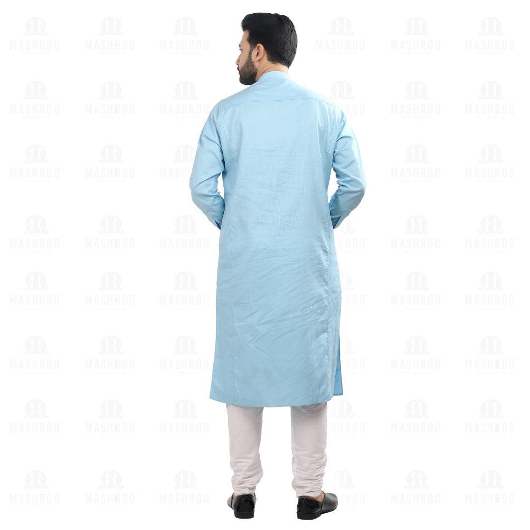 Sky Blue Kali Kurta for Men - Mashroo