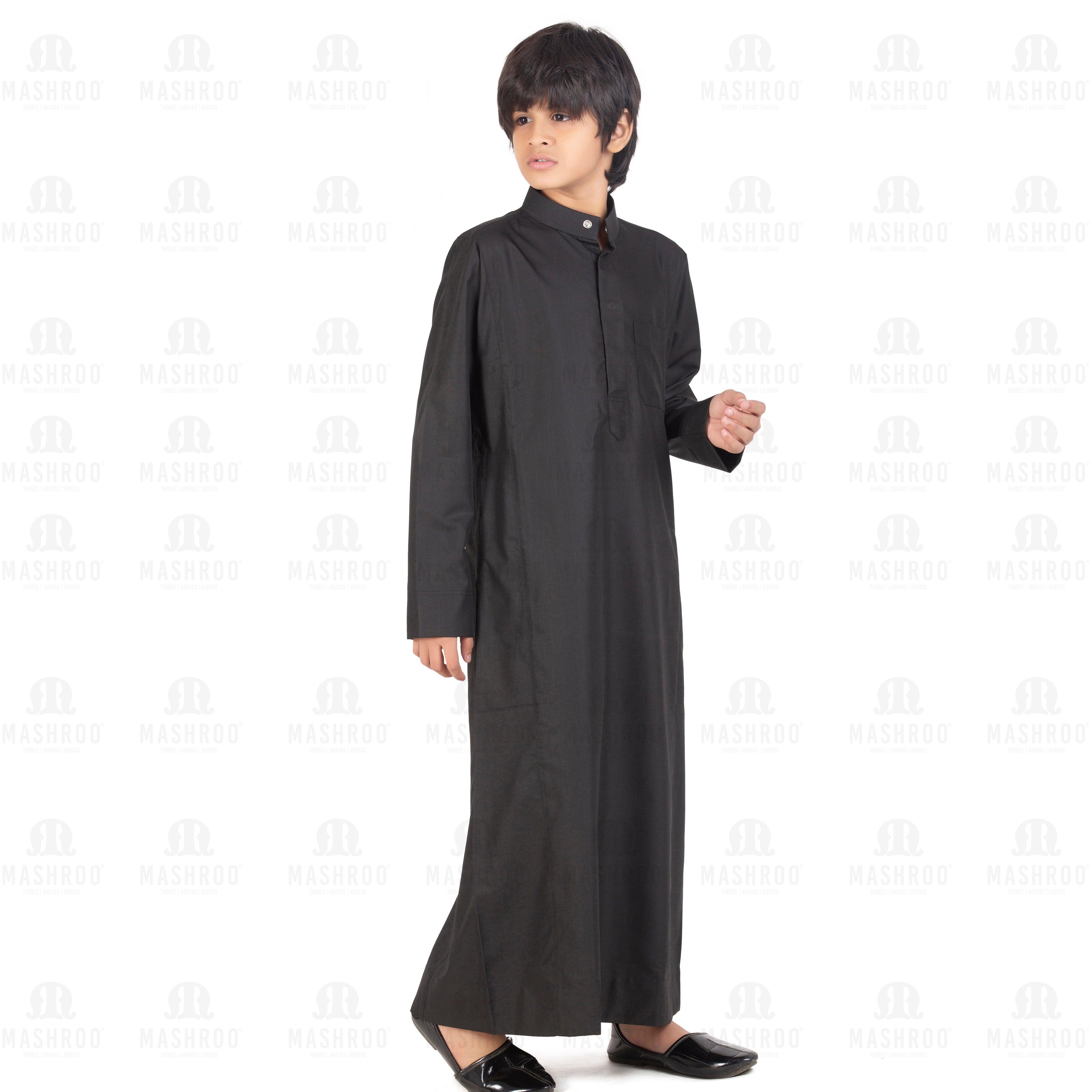 Black Aplos Saudi Thobe for Boys - Mashroo