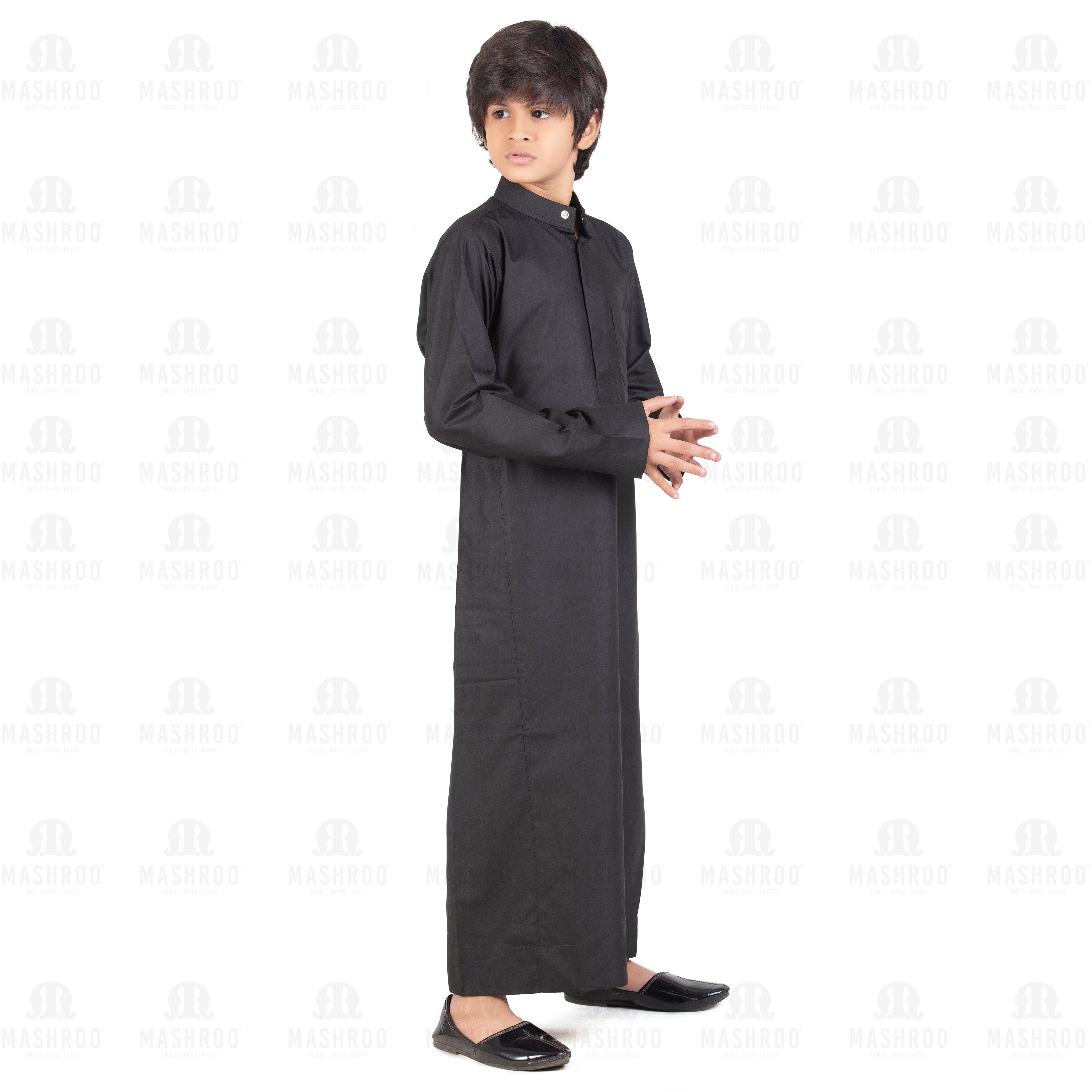 Black Aplos Saudi Thobe for Boys - Mashroo