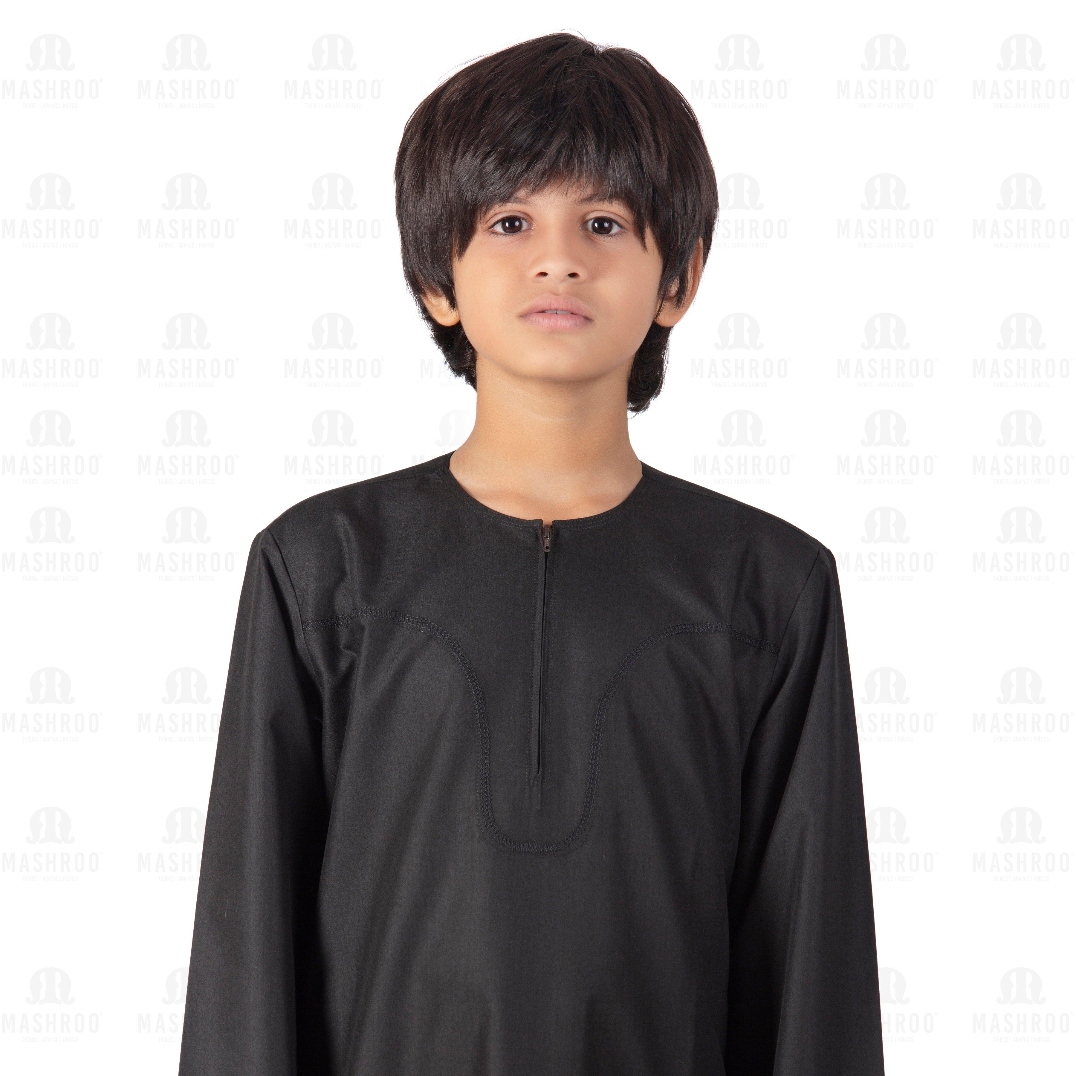Black Aplos Omani Thobe for Boys - Mashroo
