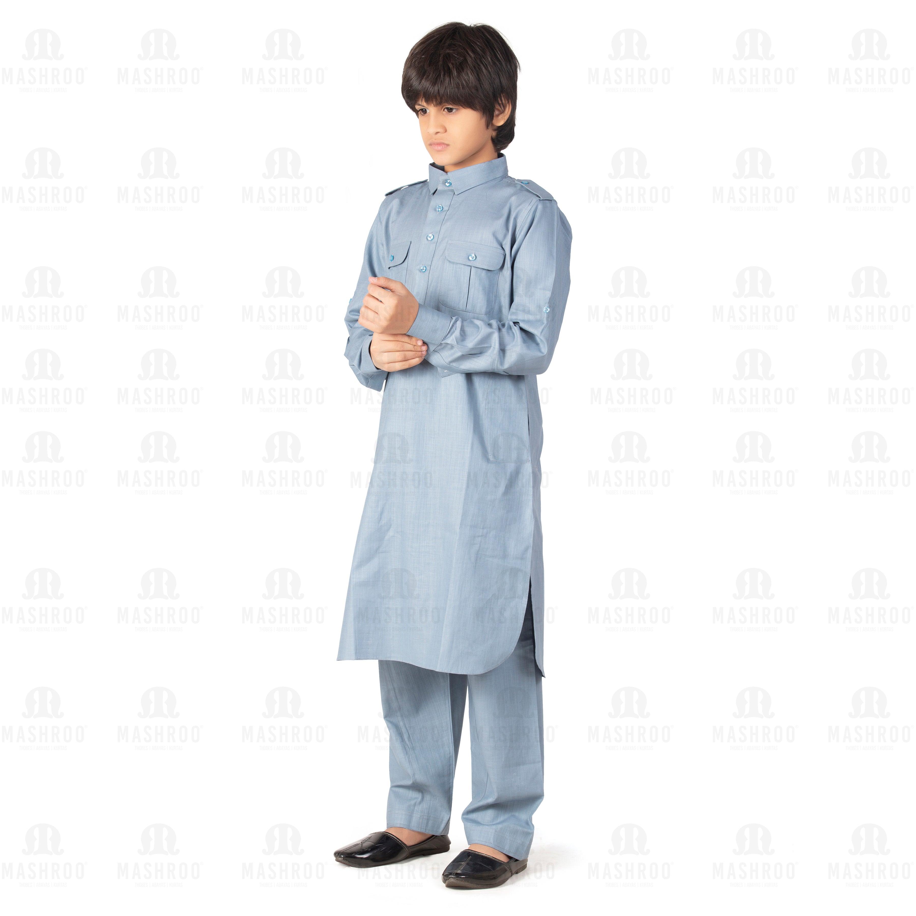 Powder Blue Pathani Suit for Kids - Mashroo