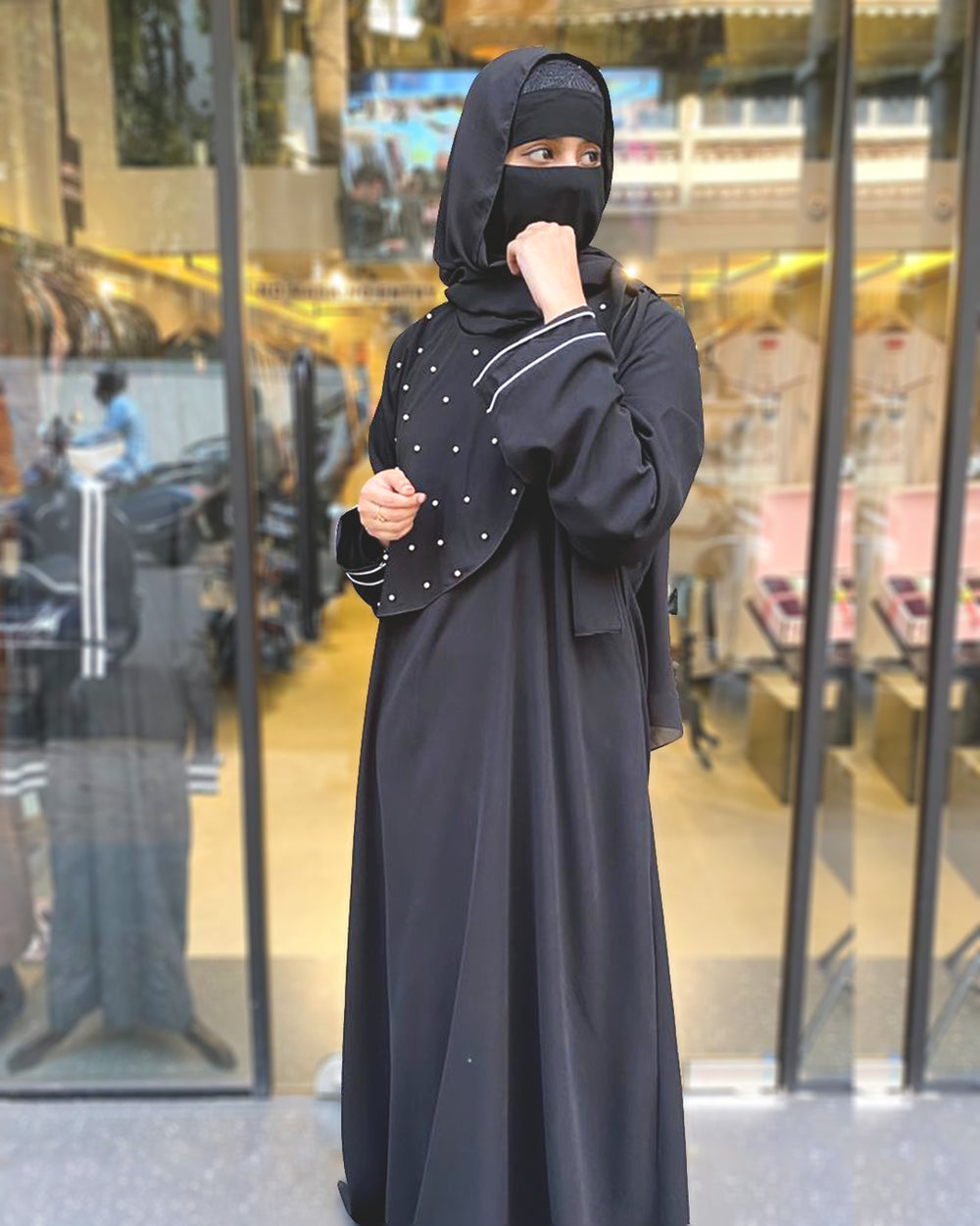 عباية بلاك بيرل فليب للاستخدام اليومي للنساء