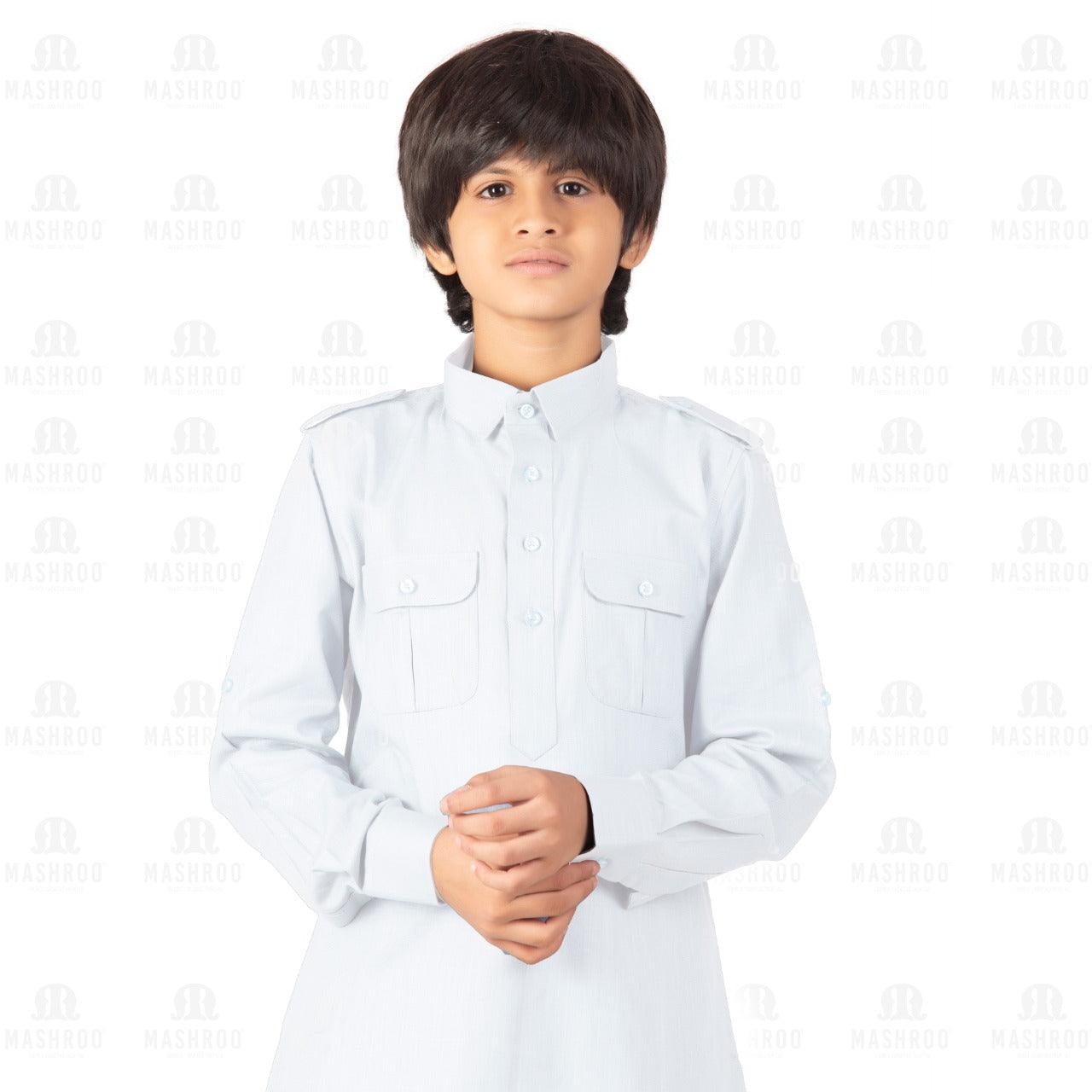 White Pathani Suit for Boys - Mashroo