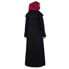 Black Cascade Frilled Abaya for Women