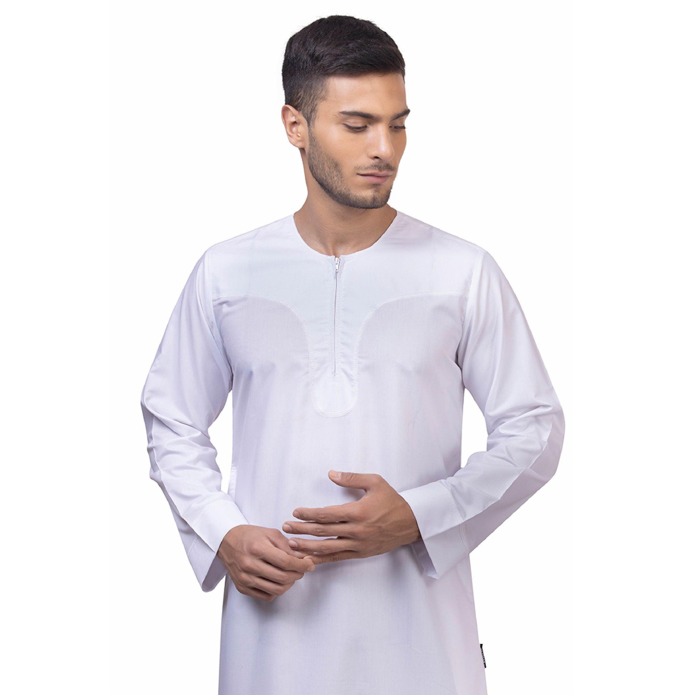 New White Aplos Omani Thobe for Men - Mashroo