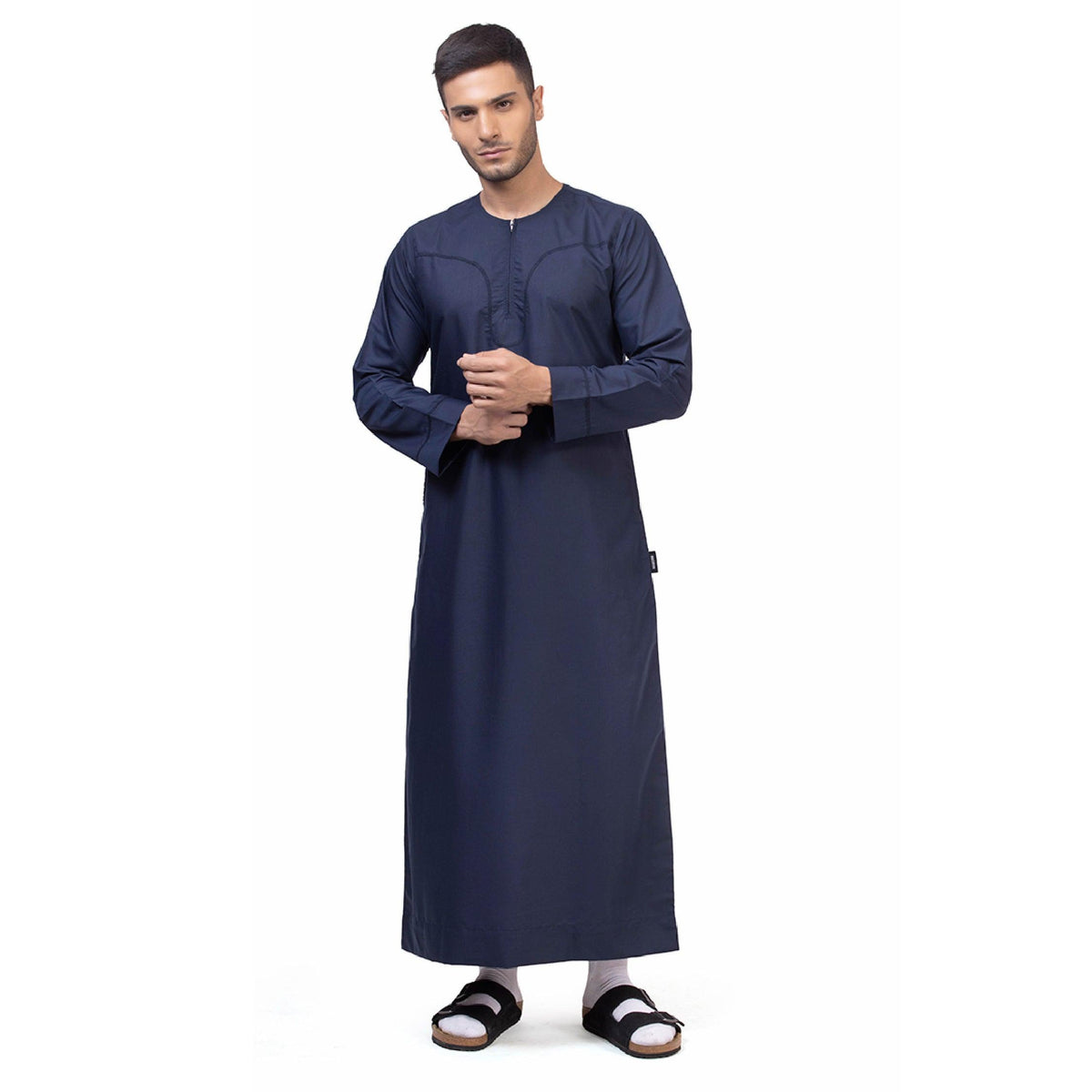 Navy Blue Aplos Omani Thobe For Men - Mashroo