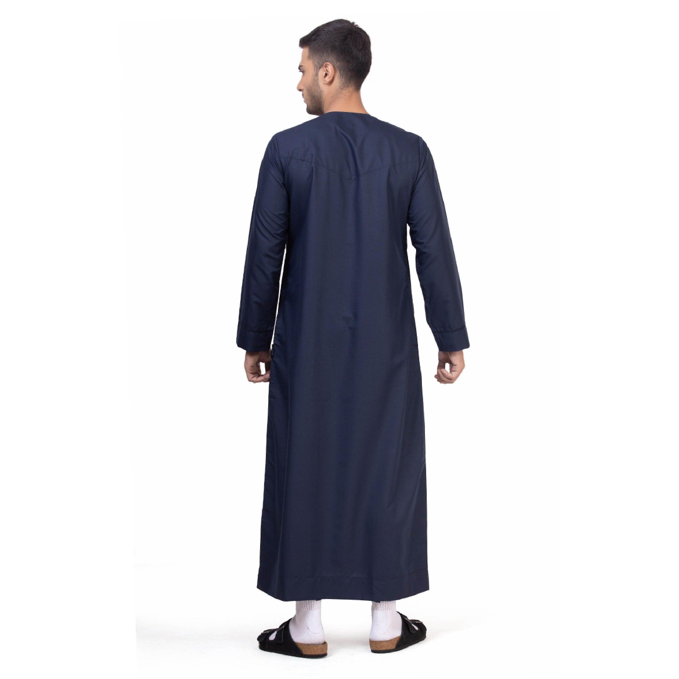 Navy Blue Aplos Omani Thobe For Men - Mashroo