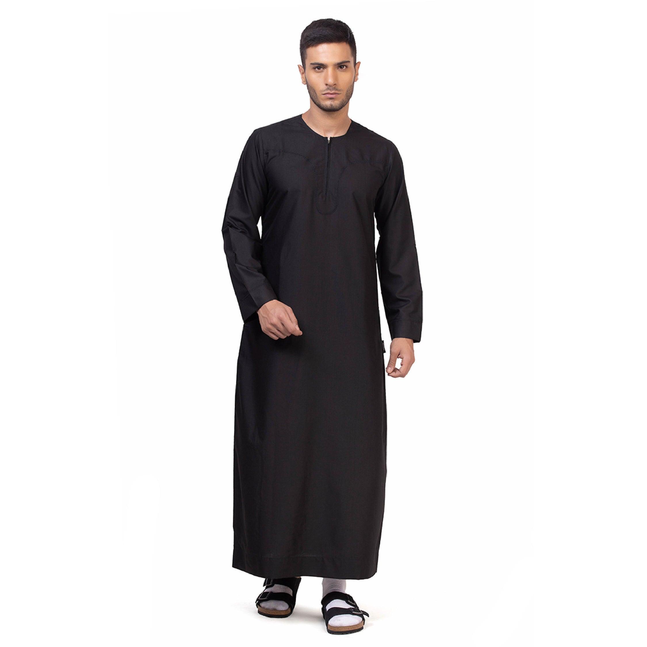 New Black Aplos Omani Thobe for Men - Mashroo