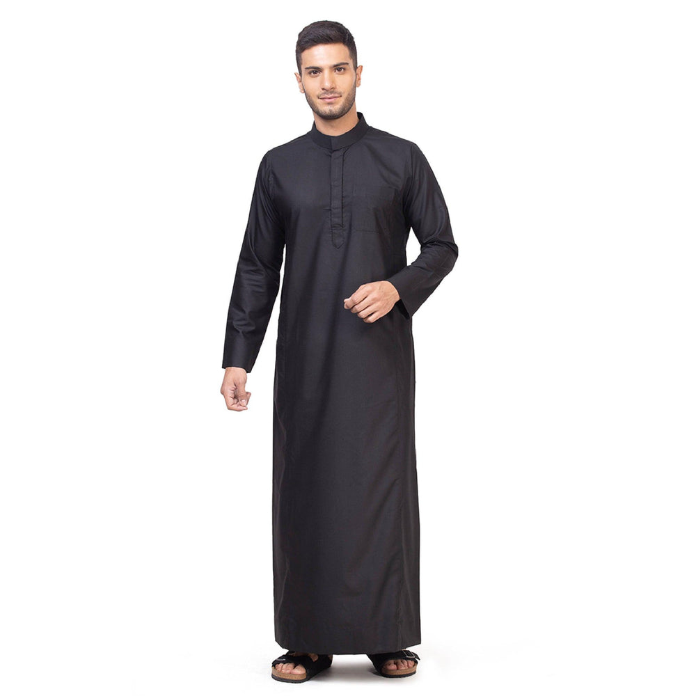 Aplos Black Saudi Thobe for Men - Mashroo