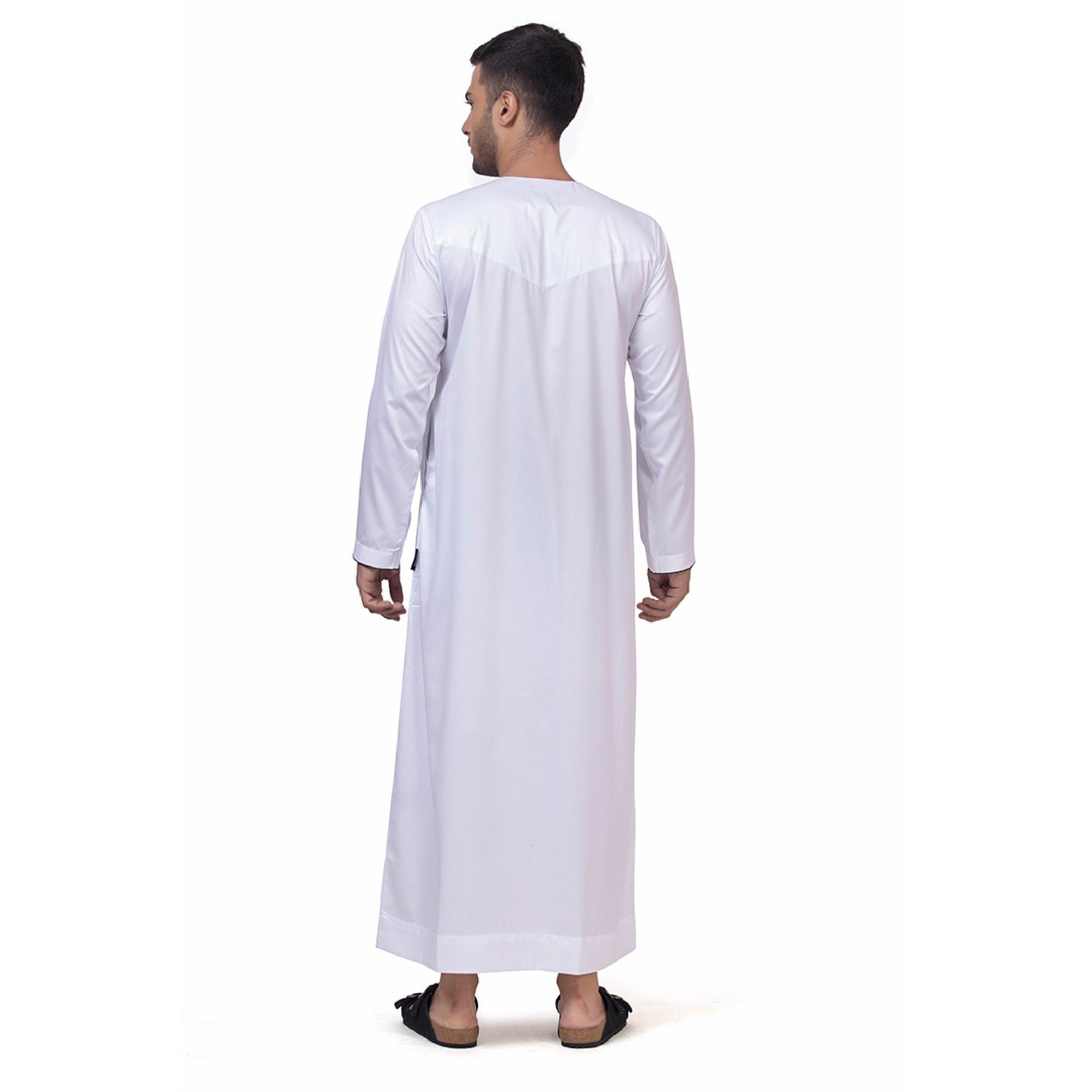 White Naziq Emirati Thobe for Men - Mashroo