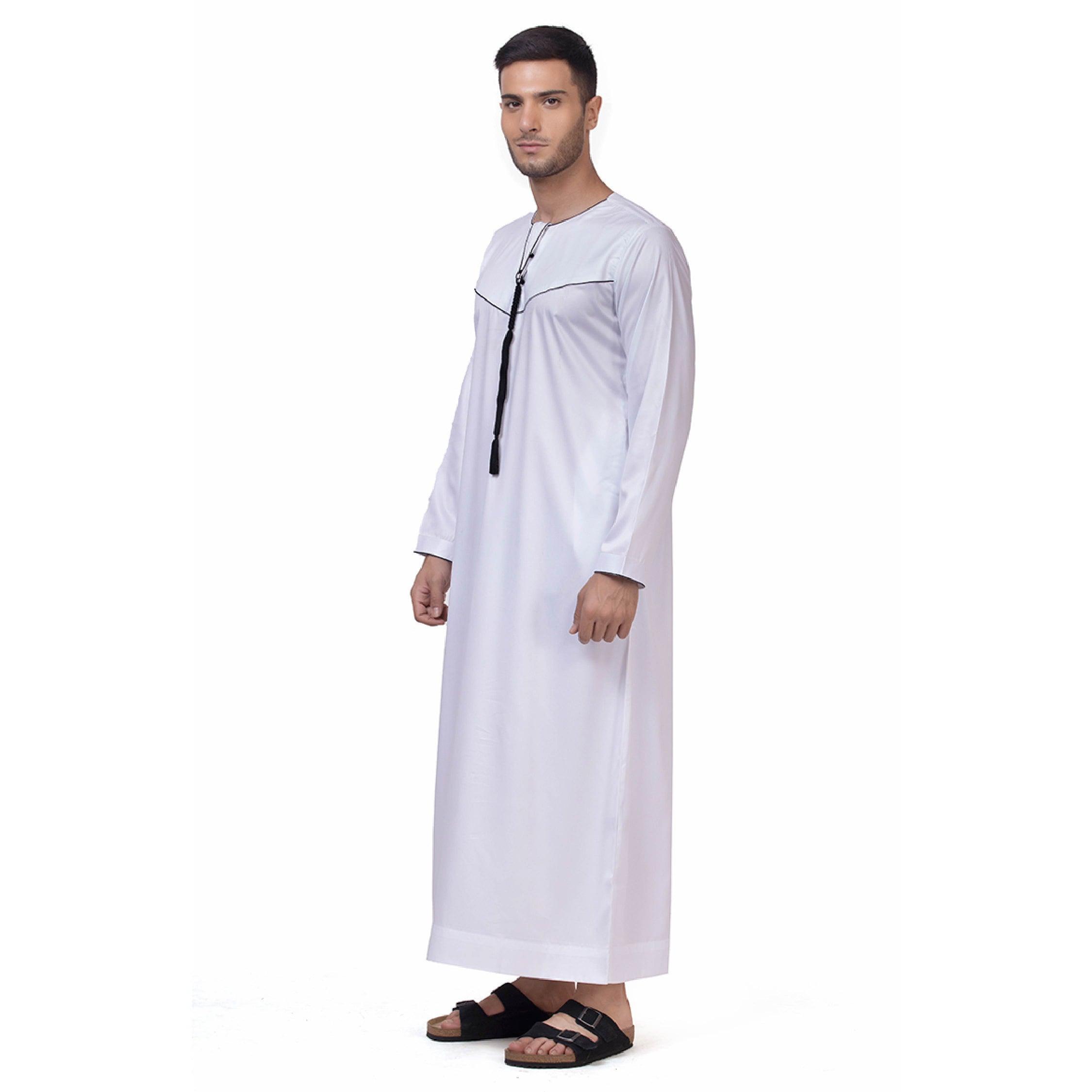 White Naziq Emirati Thobe for Men - Mashroo