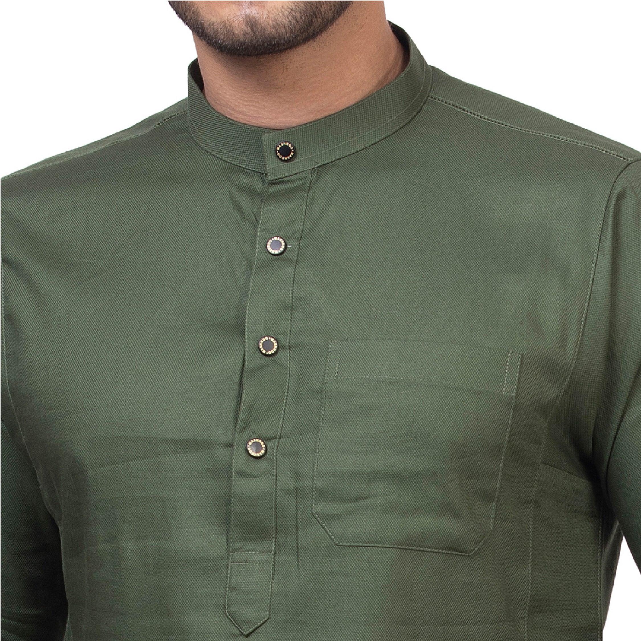 Green Kali Kurta with Pajama for Men - Mashroo