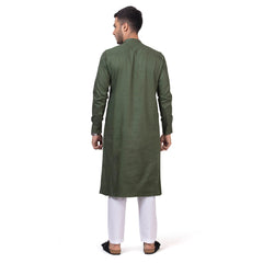 Green Kali Kurta with Pajama for Men - Mashroo