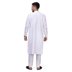 White Kali Kurta with Pajama for Men - Mashroo
