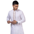 White & Brown Grazia Embroidered Kurta for Men - Mashroo