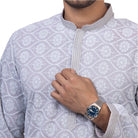 Regium Chikankari Grey Kurta for Men - Mashroo