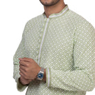 Regium Chikankari Lemon Green Kurta for Men - Mashroo