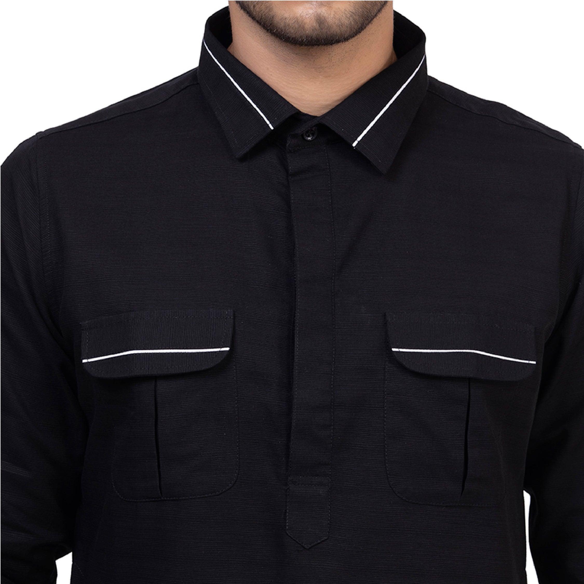 Black Riwaya Pathani Suit for Men - Mashroo