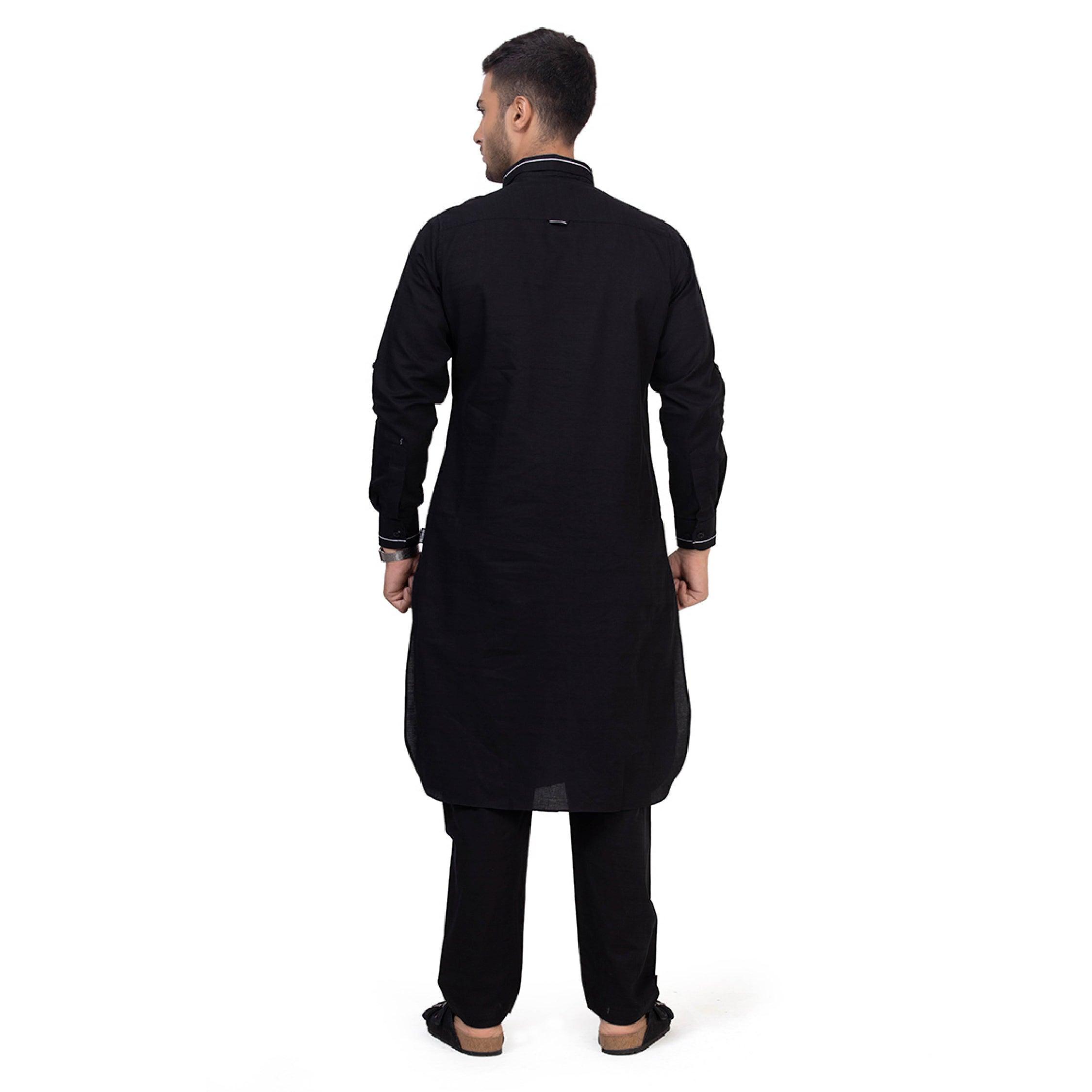 Black Riwaya Pathani Suit for Men