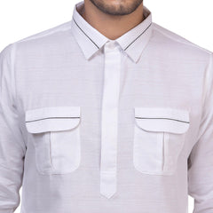 White Riwaya Pathani Suit for Men - Mashroo