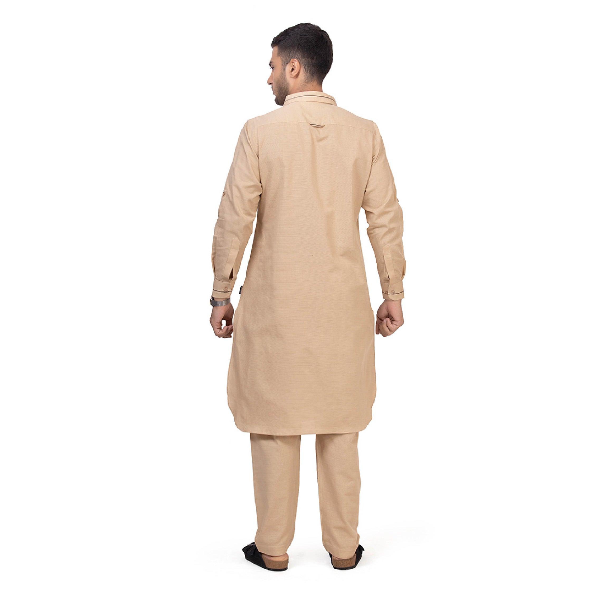 Beige Riwaya Pathani Suit for Men