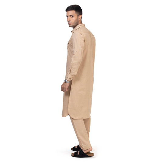 Beige Riwaya Pathani Suit for Men