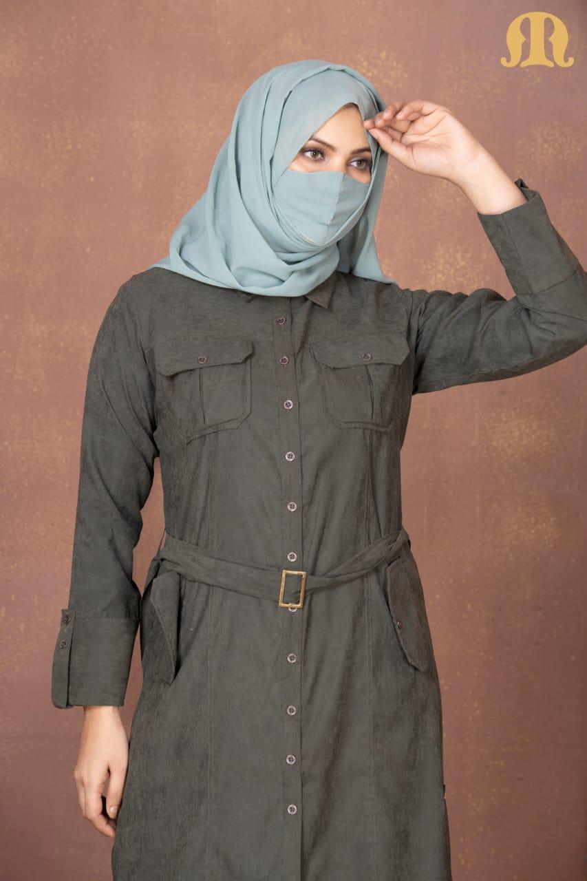 Bottle Green Felt Tunic for Women - Mashroo