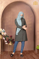 Bottle Green Felt Tunic for Women - Mashroo