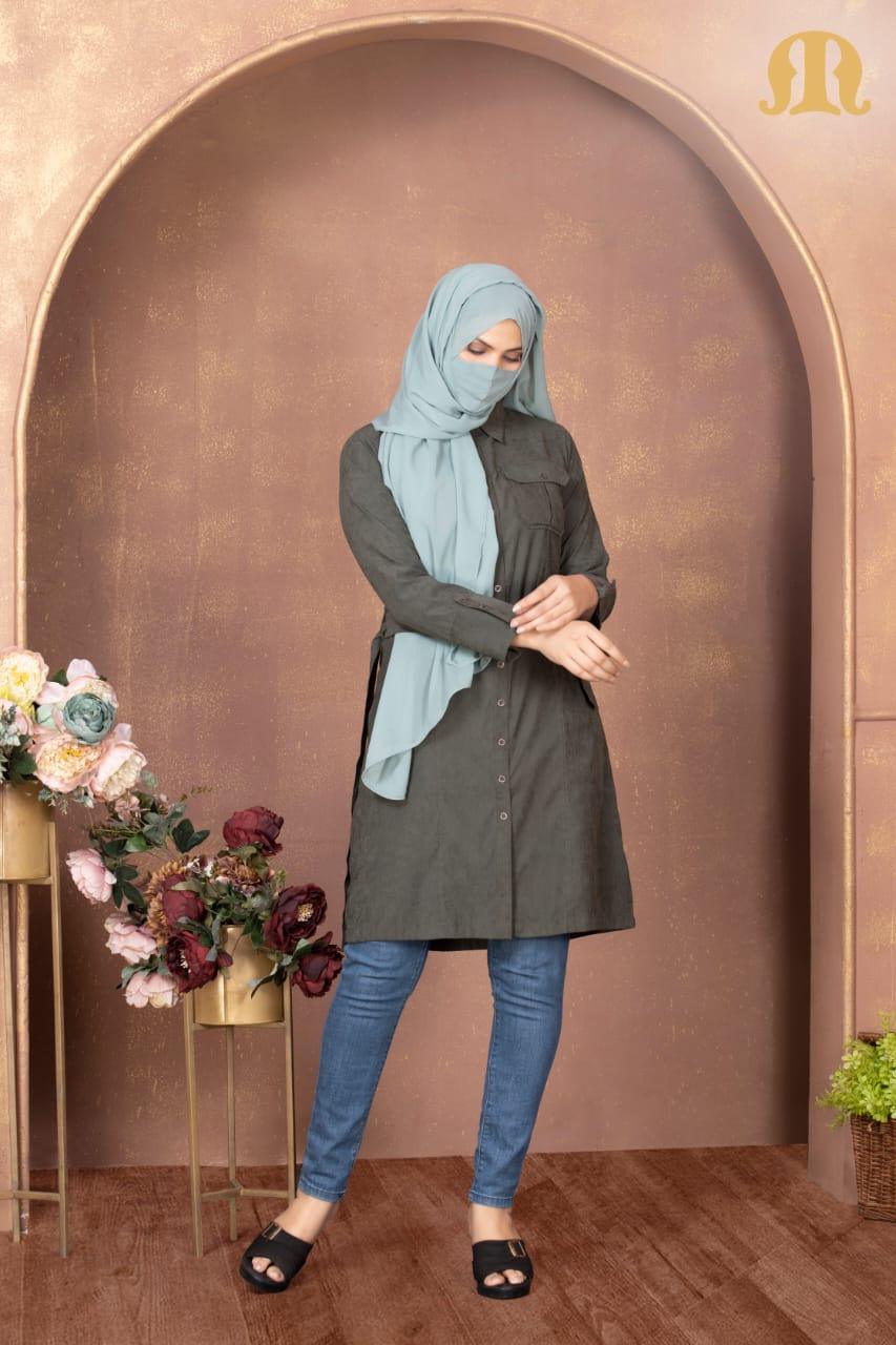 Bottle Green Felt Tunic for Women - Mashroo