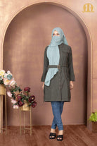 Bottle Green Felt Tunic for Women - Mashroo