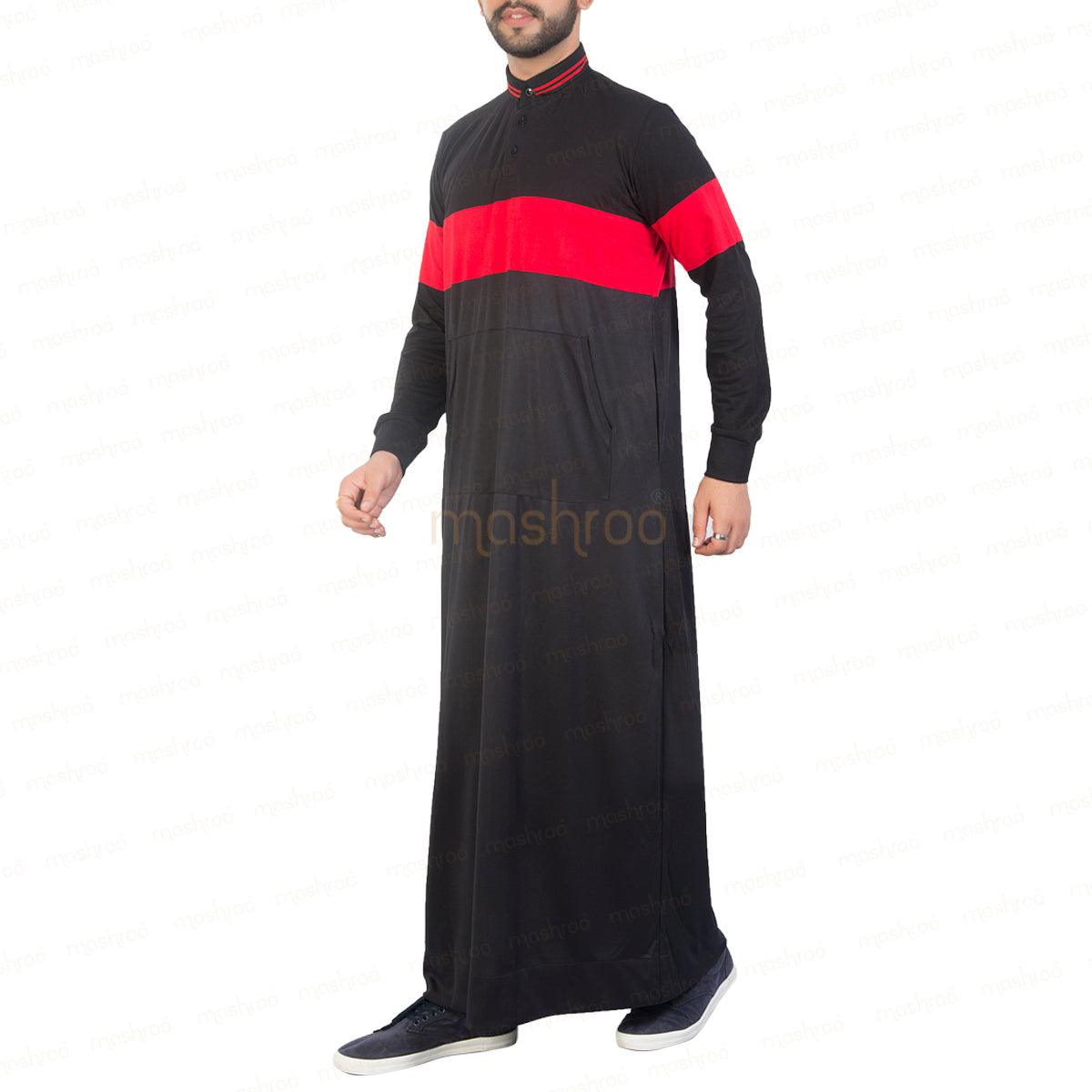 Red Black Active Thobe for Men - Mashroo
