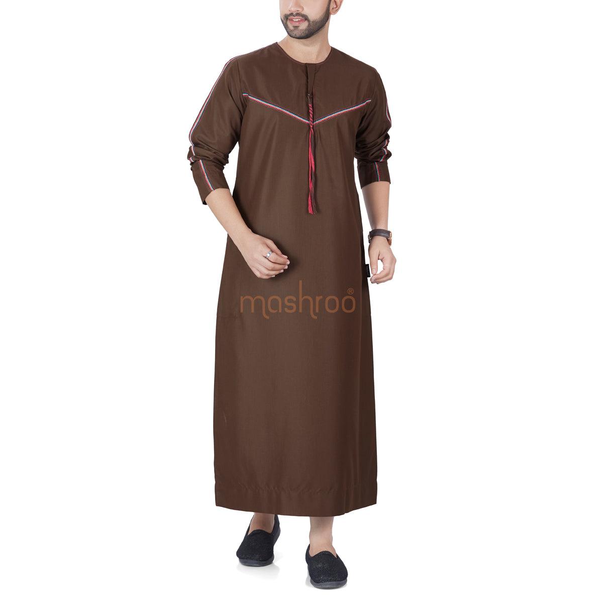 Brown Twill Emirati Thobe for Men