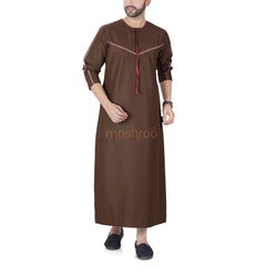 Brown Twill Emirati Thobe for Men - Mashroo
