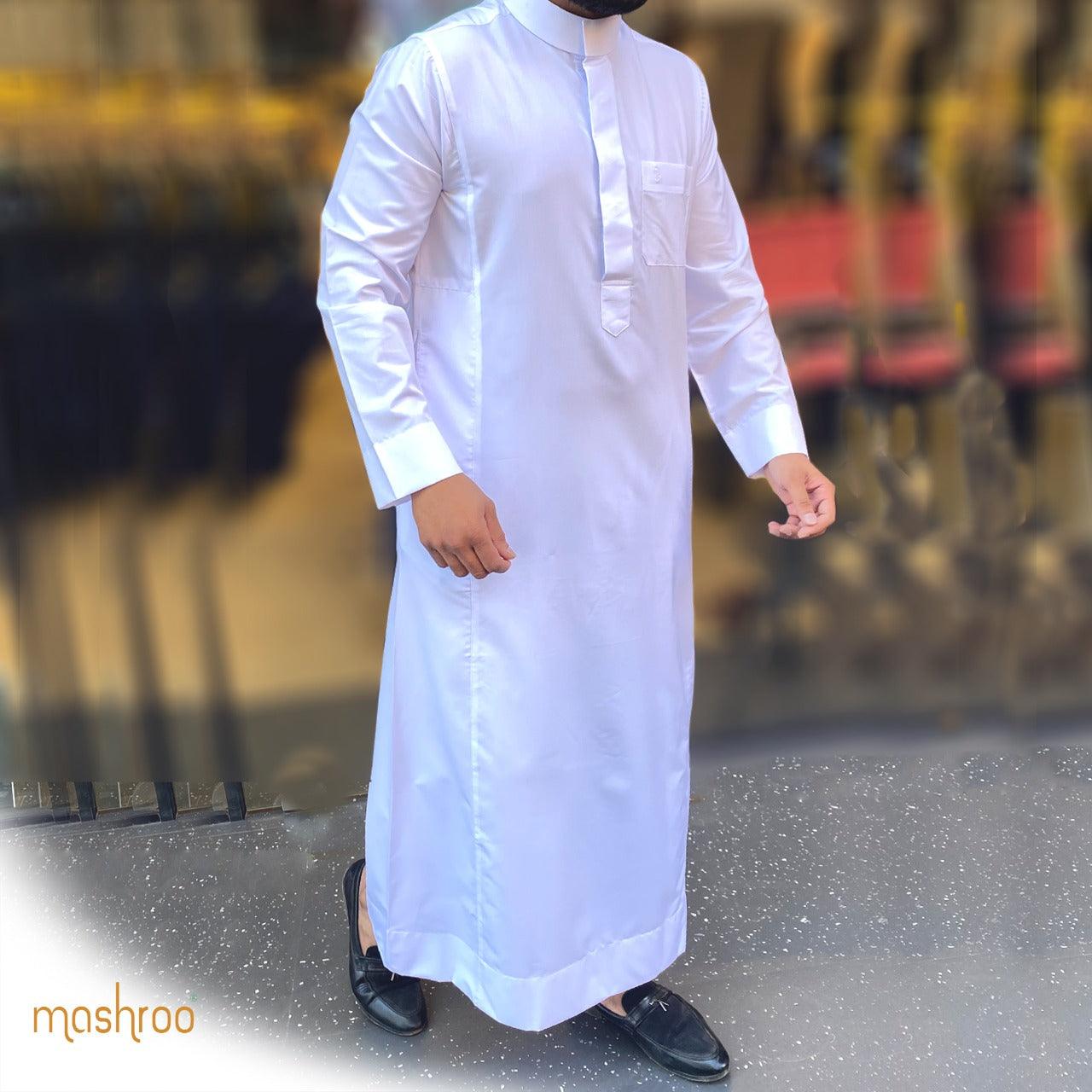 White Lulu Thobe for Men - Mashroo